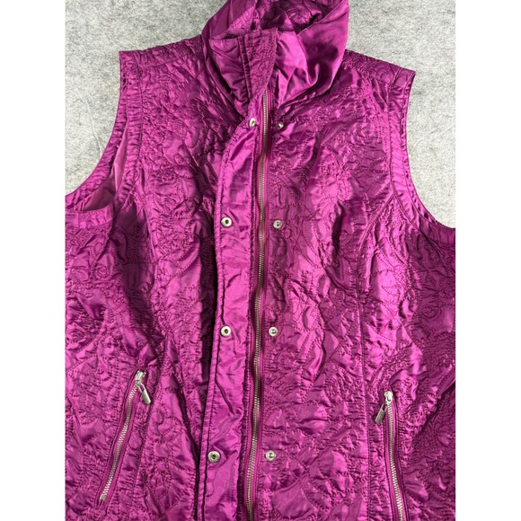 Christopher & Banks Womens Quilted Vest Magenta  Size Large Zip Front Pockets‎ - Picture 10 of 14